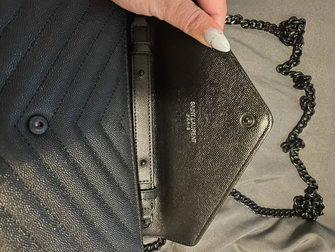 Saint Laurent Black Quilted Chain Wallet purse - photo 2