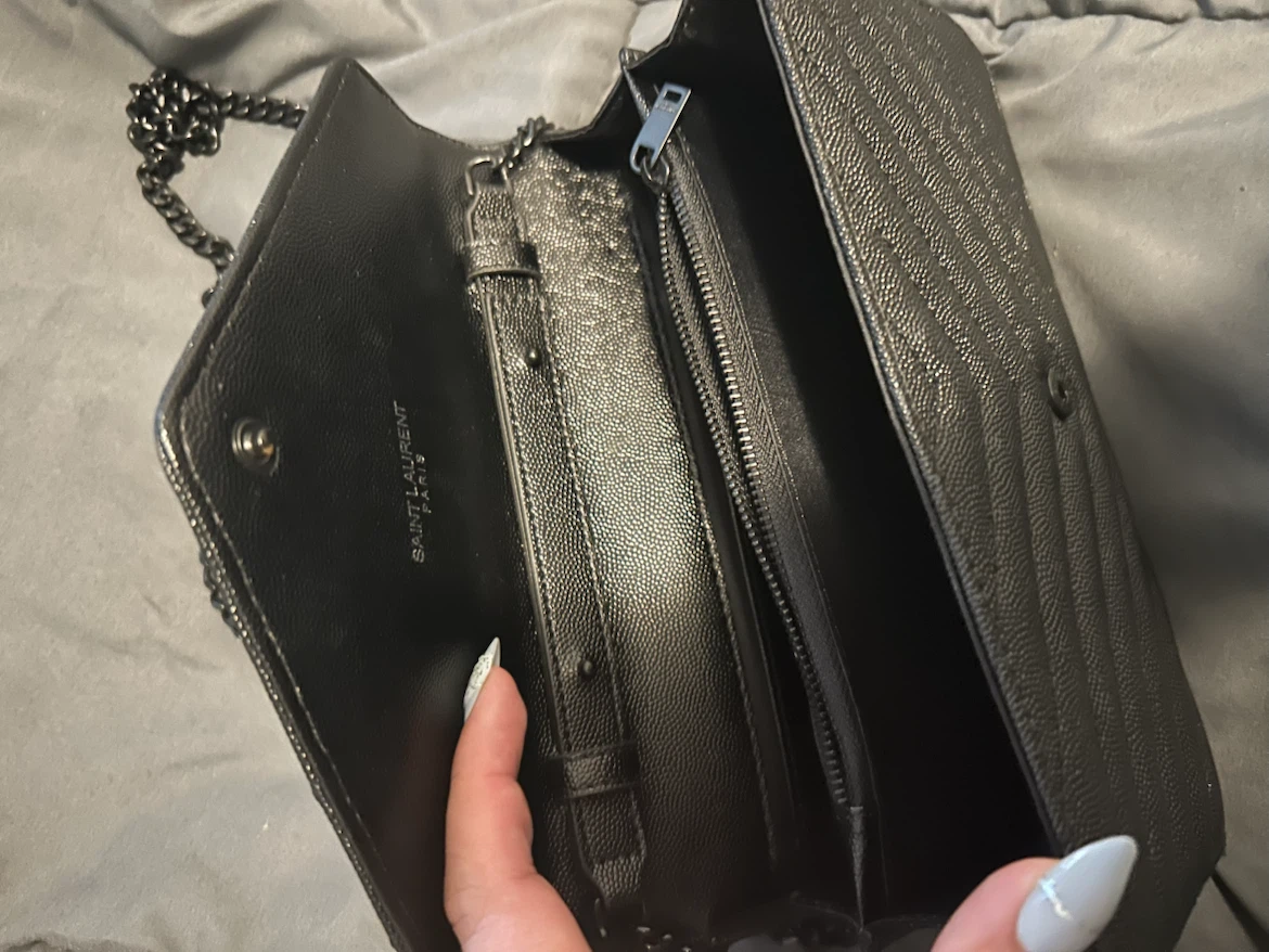 Saint Laurent Black Quilted Chain Wallet purse - photo 3