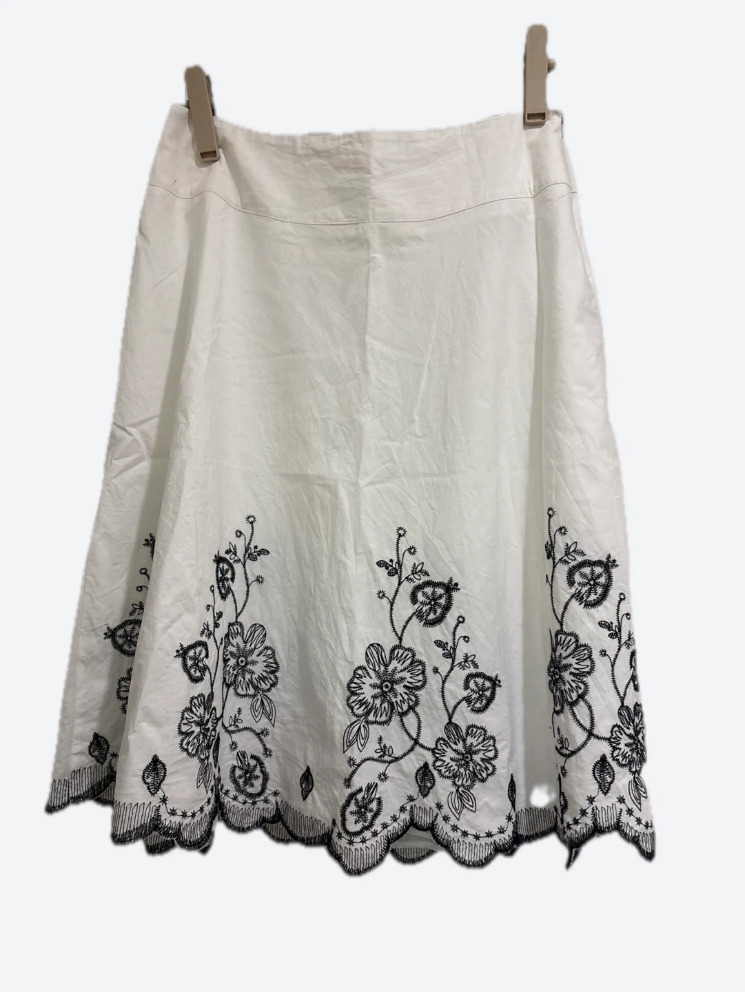 White Embroidered A-Line Skirt