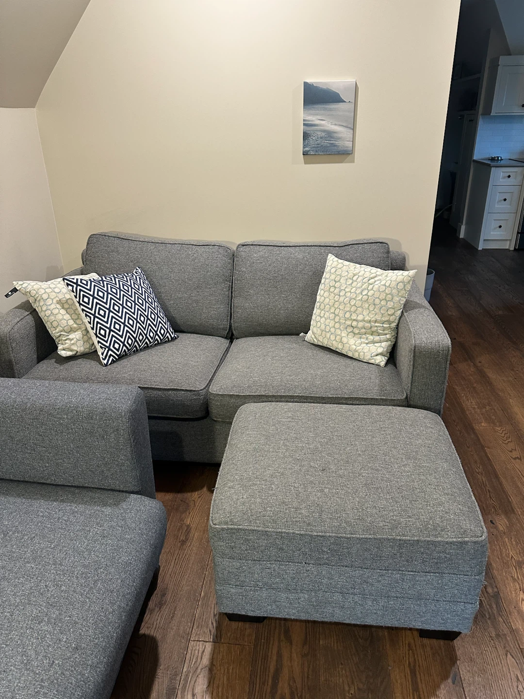 Urban Barn Grey Loveseat + Ottoman - photo 2