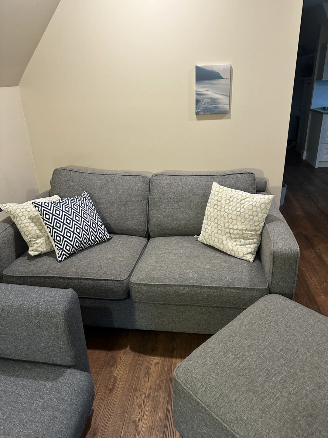 Urban Barn Grey Loveseat + Ottoman - photo 5