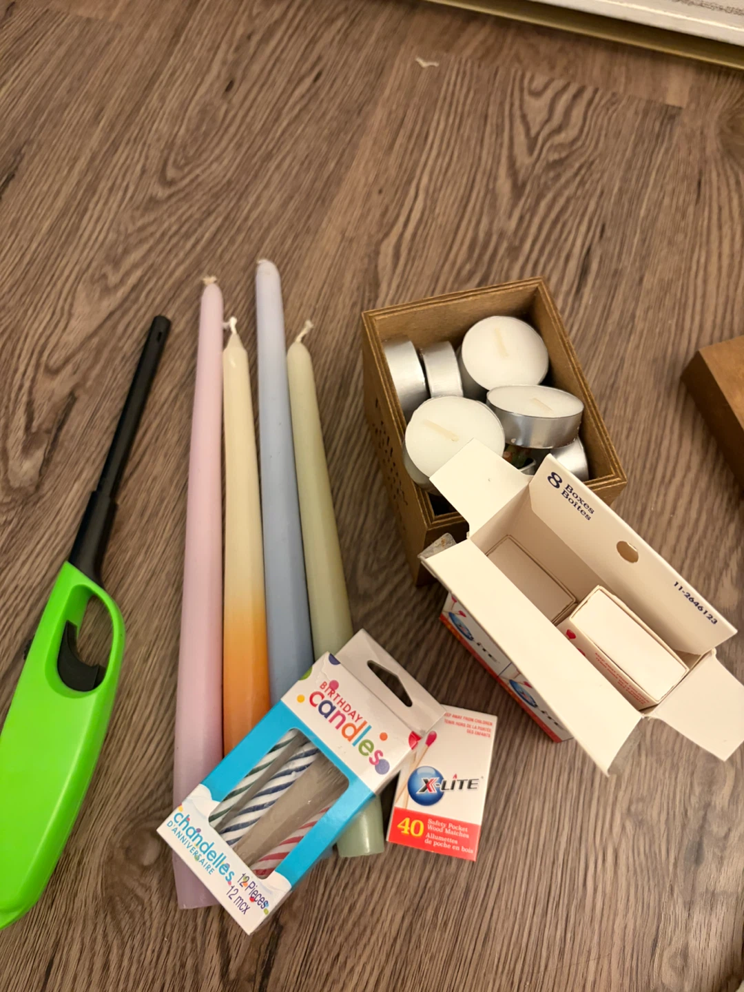Candles, Tealights, and Lighter