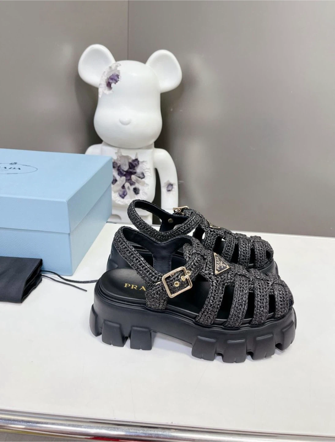 Prada Monolith crochet cage sandals - photo 2