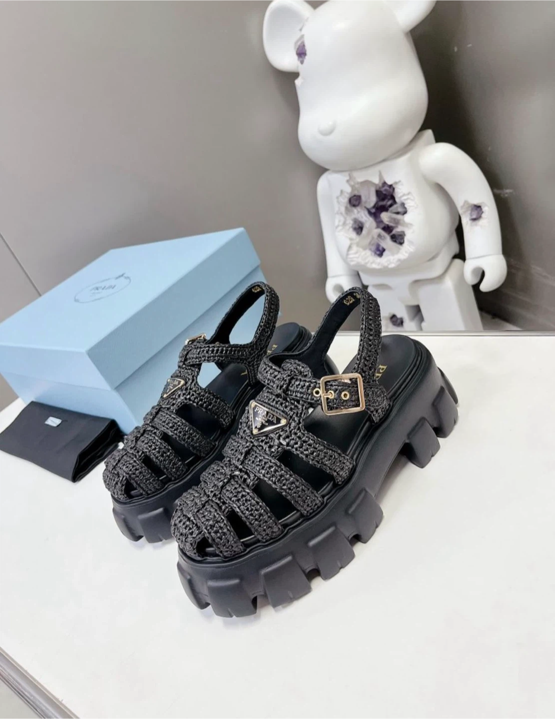 Prada Monolith crochet cage sandals - photo 3