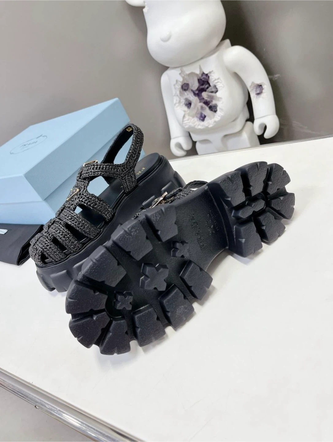 Prada Monolith crochet cage sandals - photo 4
