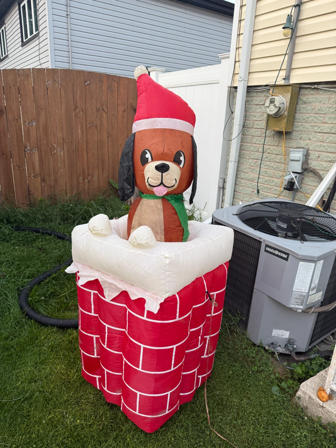 Inflatable Dog in Chimney Christmas Decoration