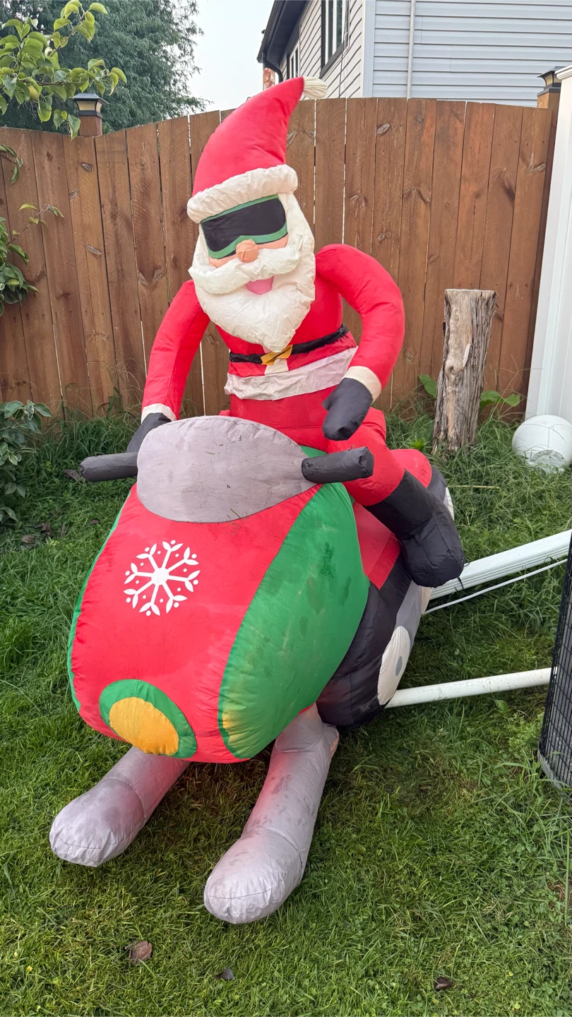 Inflatable Santa on Motorcycle Yard Decoration