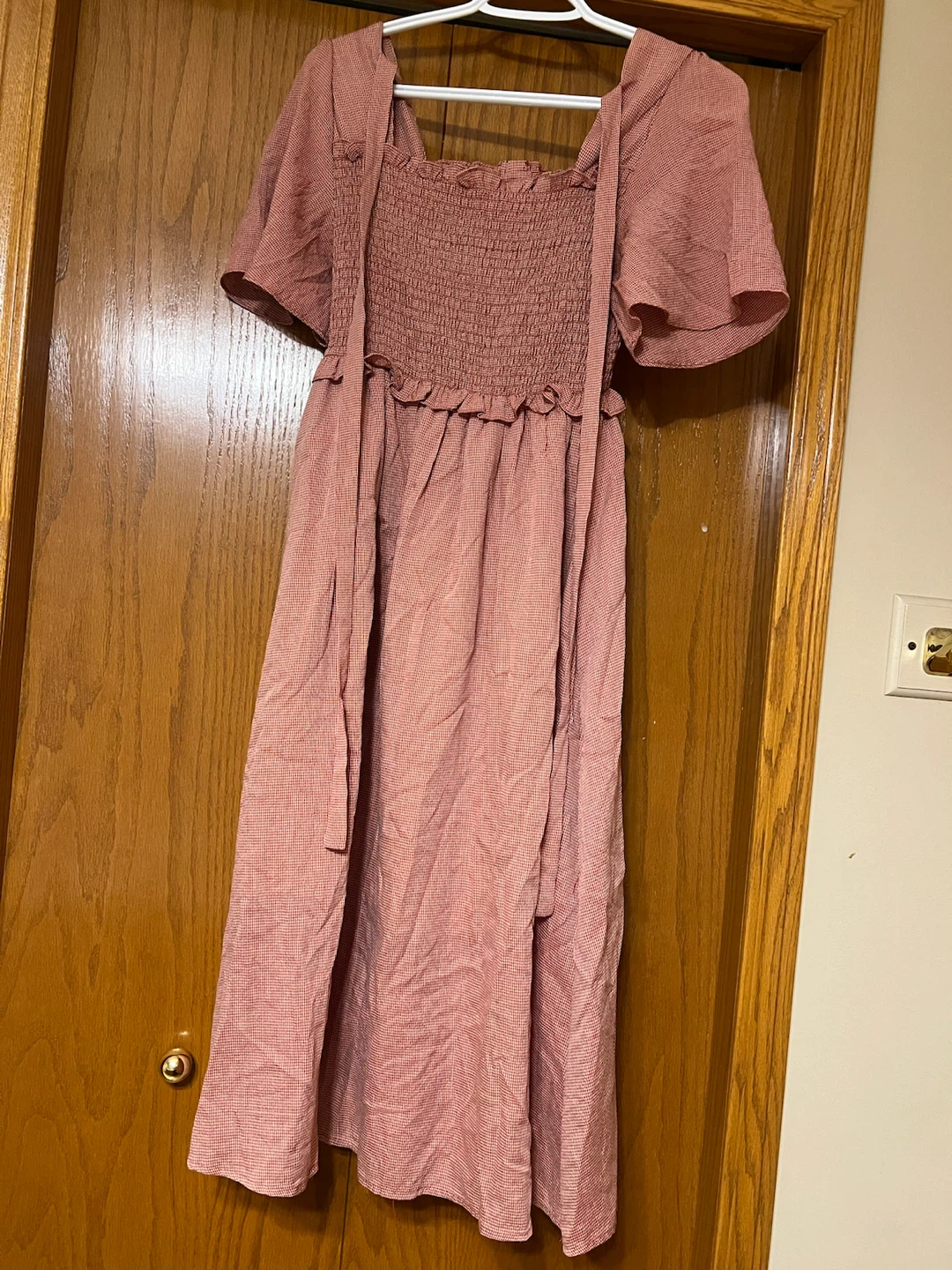 Pink Smocked Square Neck Midi Dress - photo 2