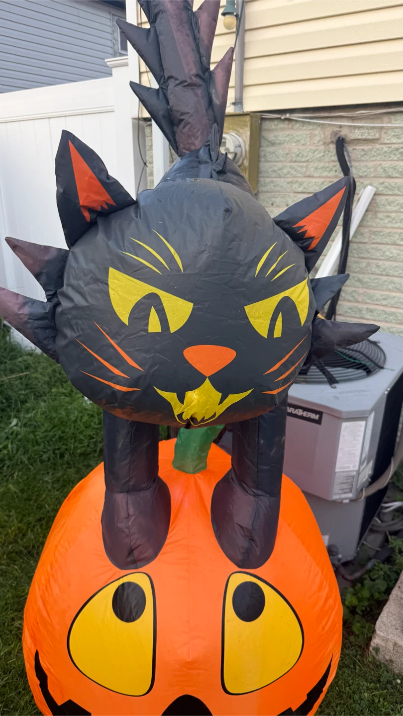 Inflatable Black Cat on Pumpkin Halloween Decoration - photo 2