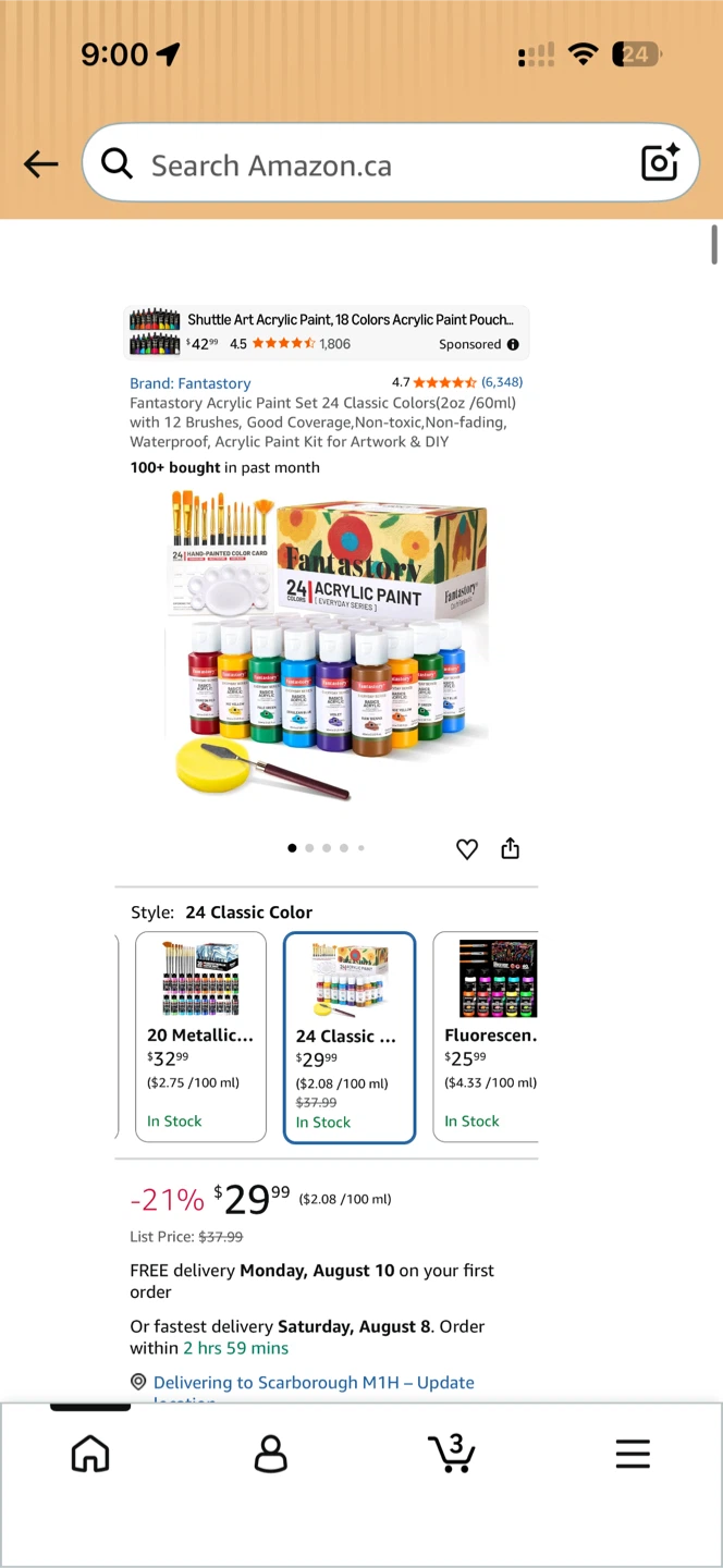 Fantastory Acrylic Paint Set 24 Classic Colors