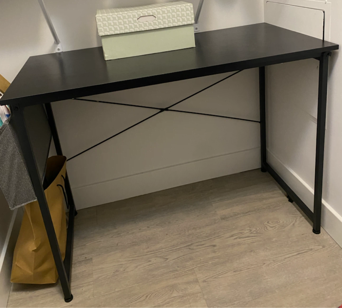 Black 40” Desk with Small Fabric Organizer
