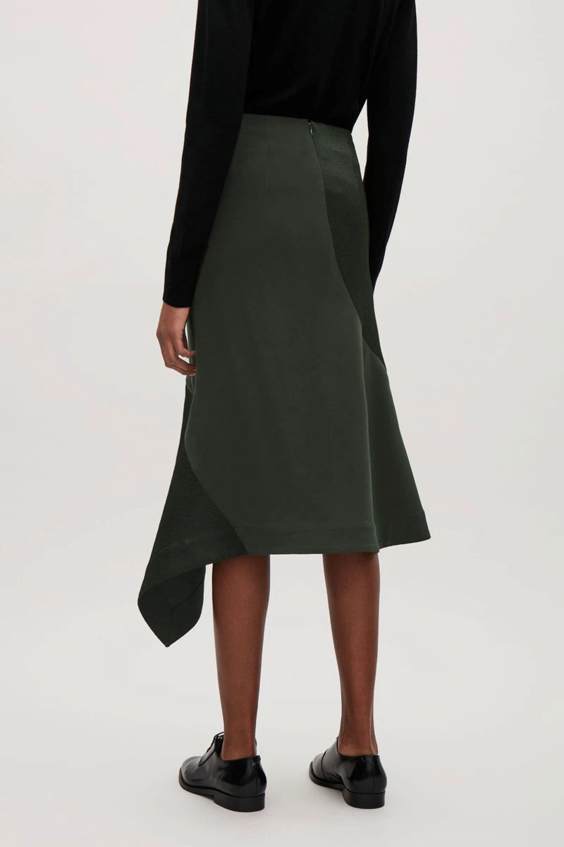 COS Asymmetrical Hem Midi Skirt - Dark Green - photo 5