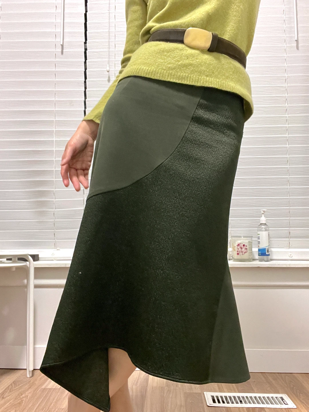 COS Asymmetrical Hem Midi Skirt - Dark Green