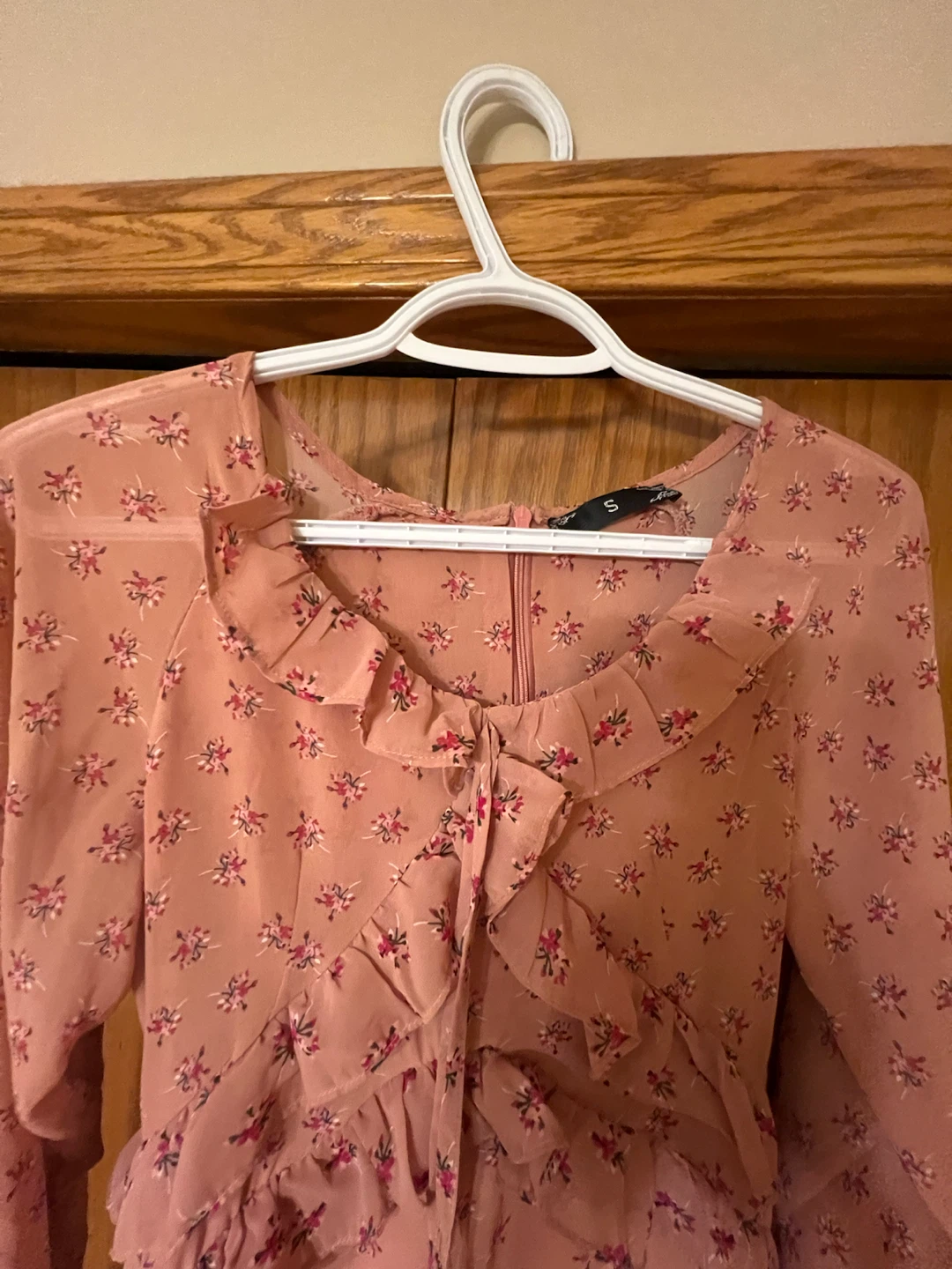 Pink floral dress with ruffles