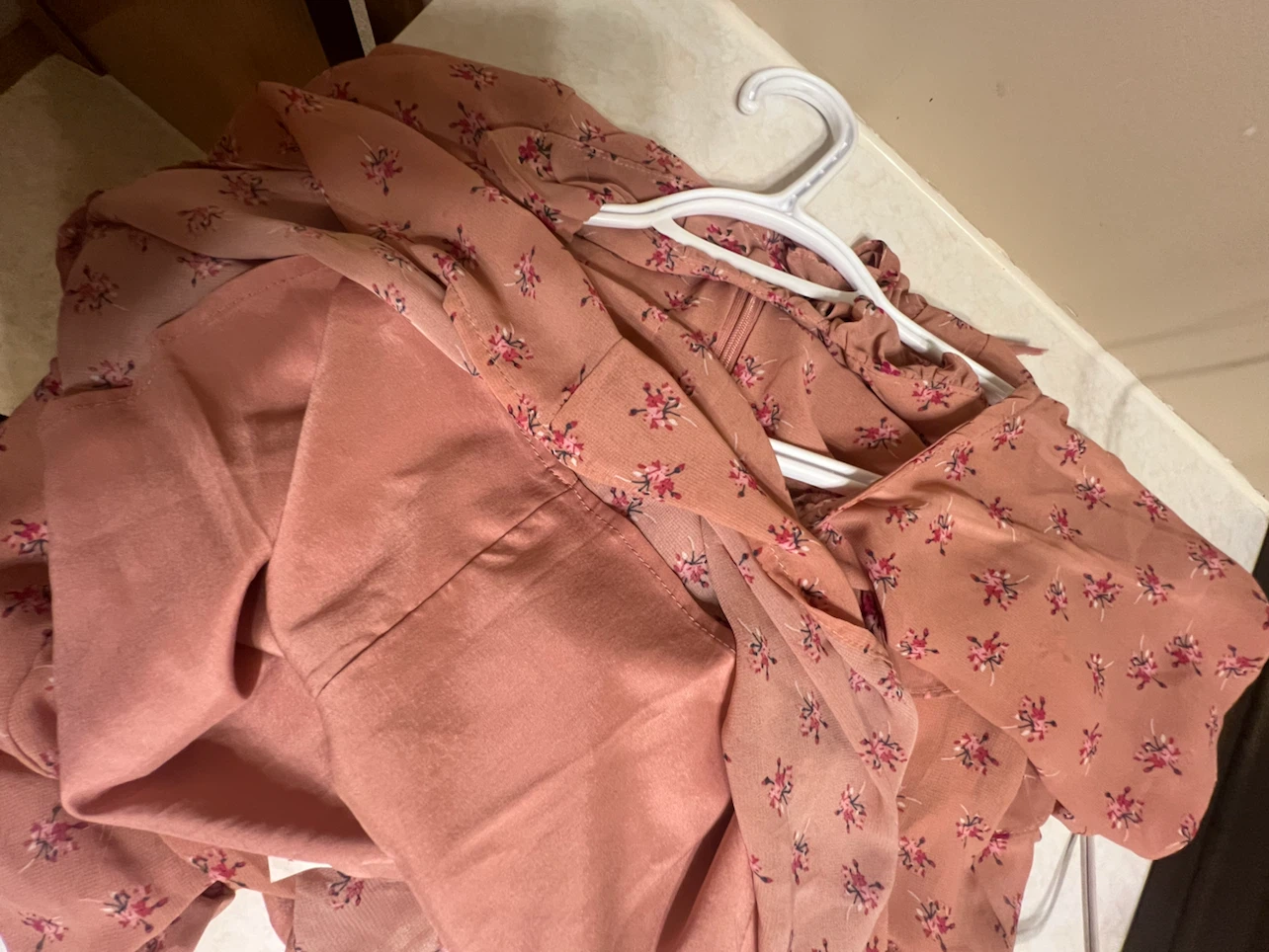 Pink floral dress with ruffles - photo 5