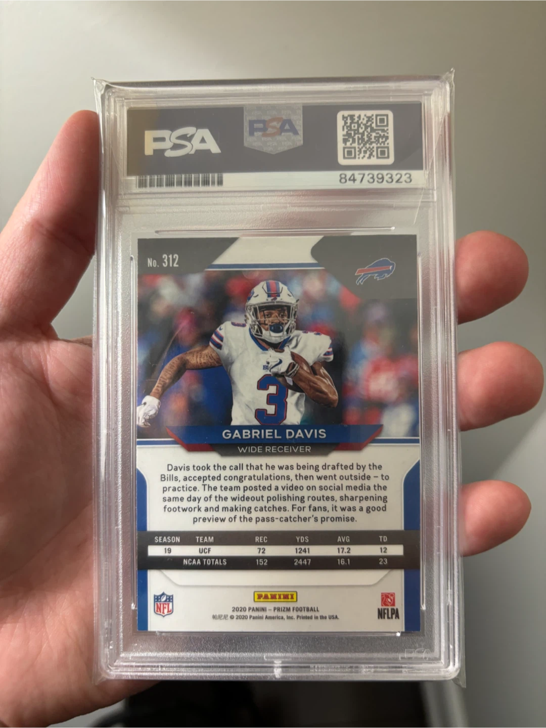 NFL Gabriel Davis 2020 Panini Prizm Football Card - PSA Graded - photo 2