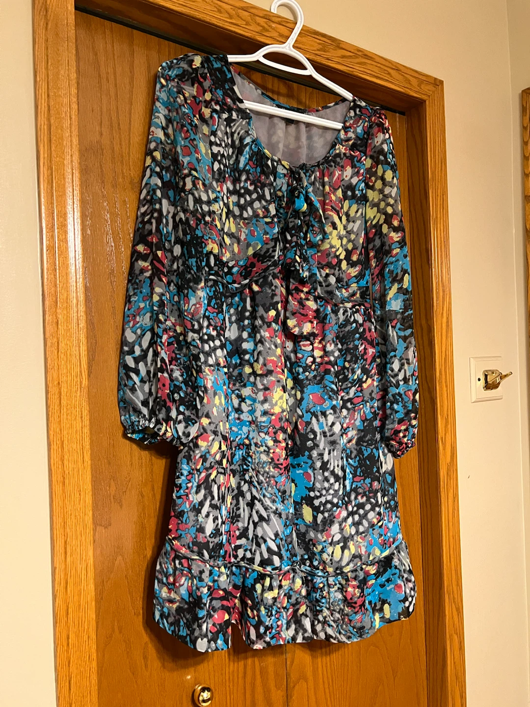 Women's Printed Sheer Long Sleeve Dress