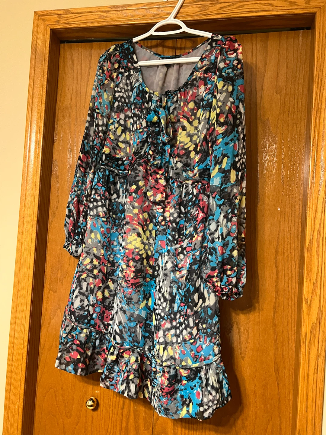 Women's Printed Sheer Long Sleeve Dress - photo 2