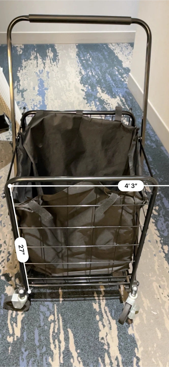 Black Rolling Laundry Cart with 2 Baskets