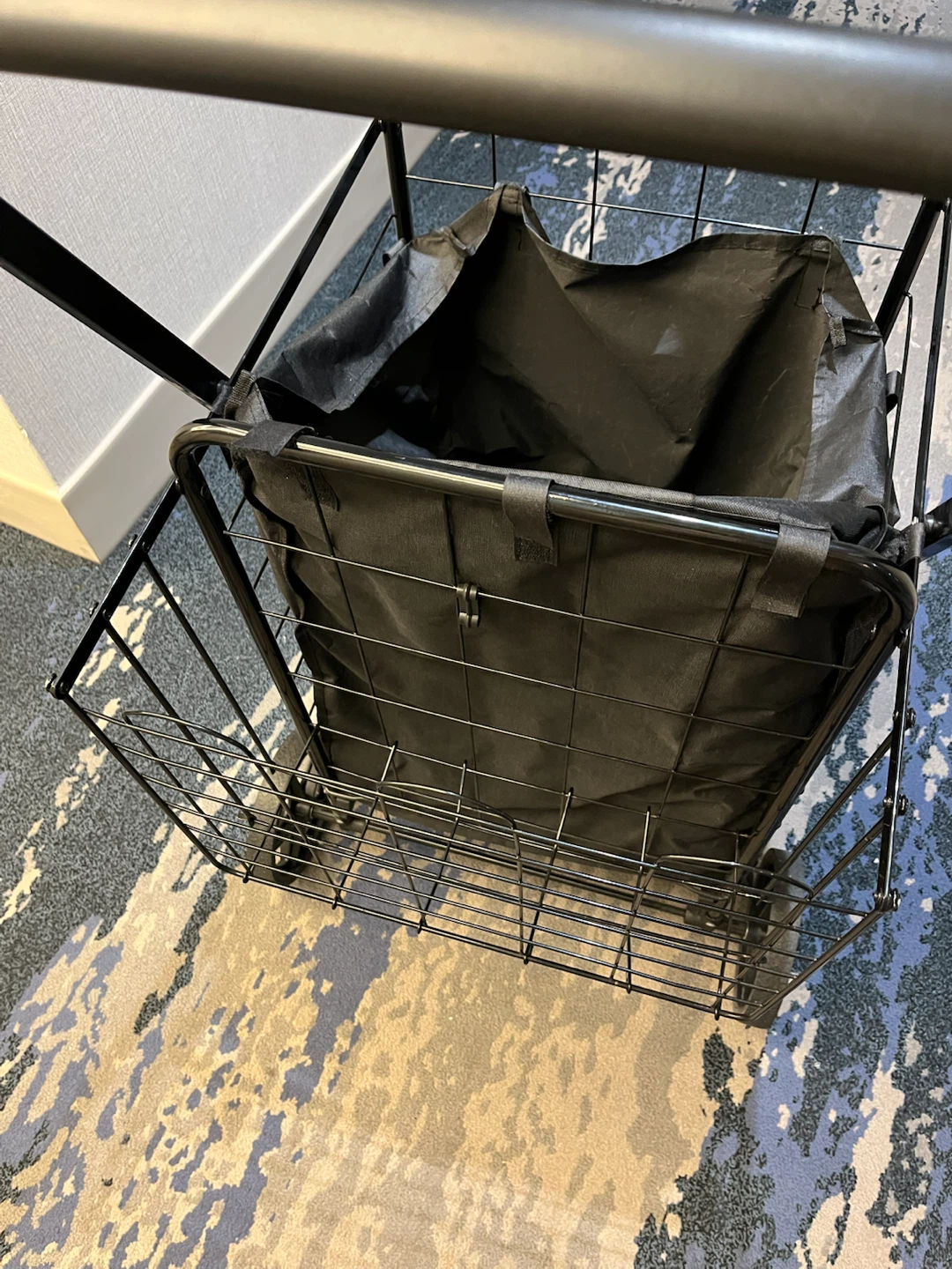 Black Rolling Laundry Cart with 2 Baskets - photo 3