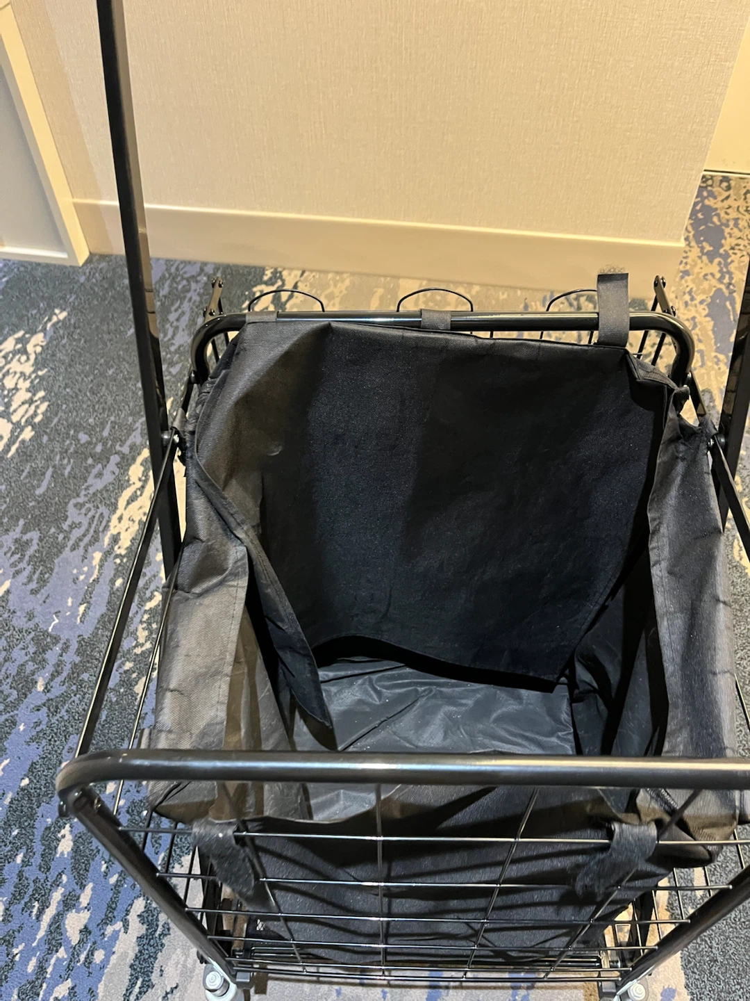 Black Rolling Laundry Cart with 2 Baskets - photo 5