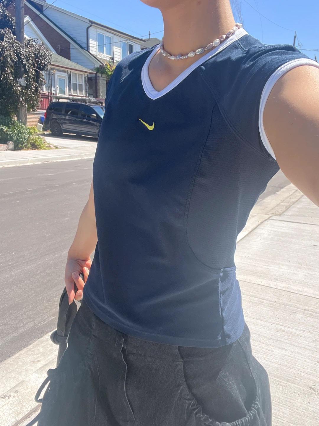 Nike Women's Navy Blue Dri Fit Short Sleeve Shirt - photo 3