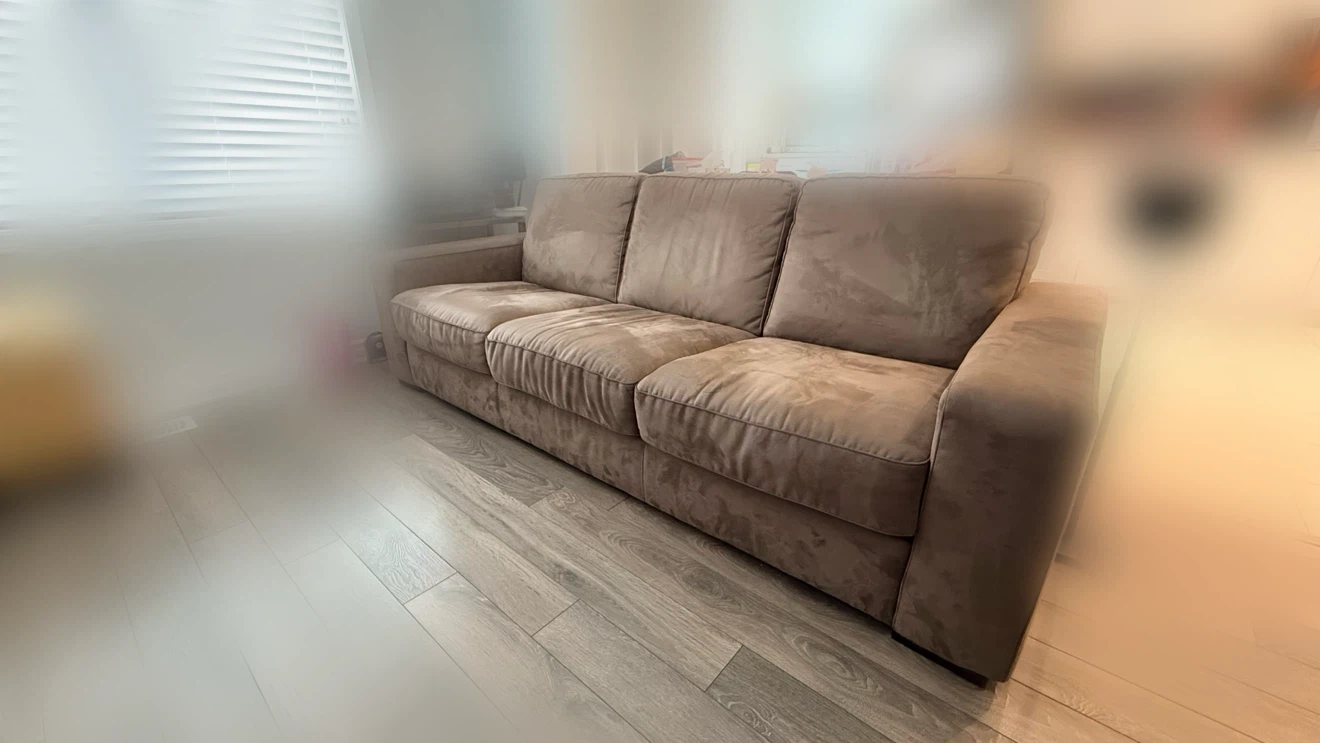Brown Suede 3-Seater Sofa