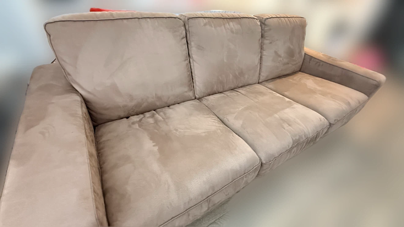 Brown Suede 3-Seater Sofa - photo 2