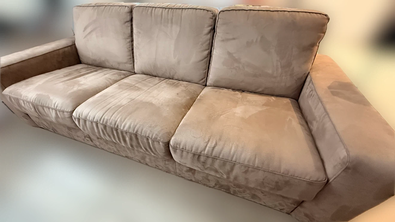Brown Suede 3-Seater Sofa - photo 3