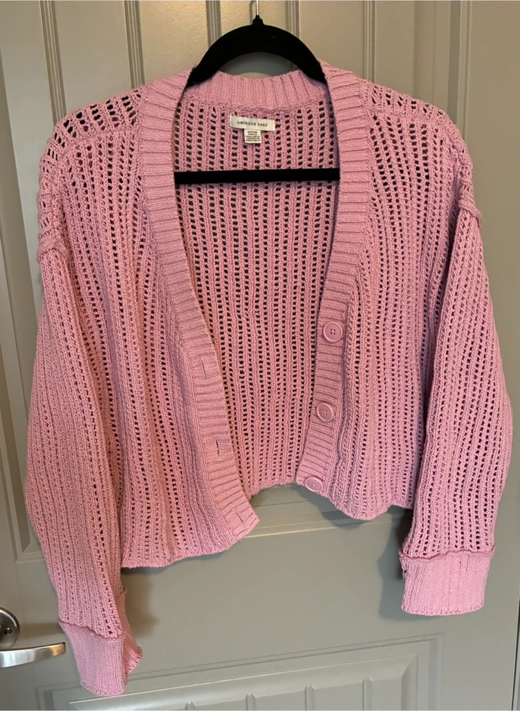 American Eagle Pink Cropped Cardigan