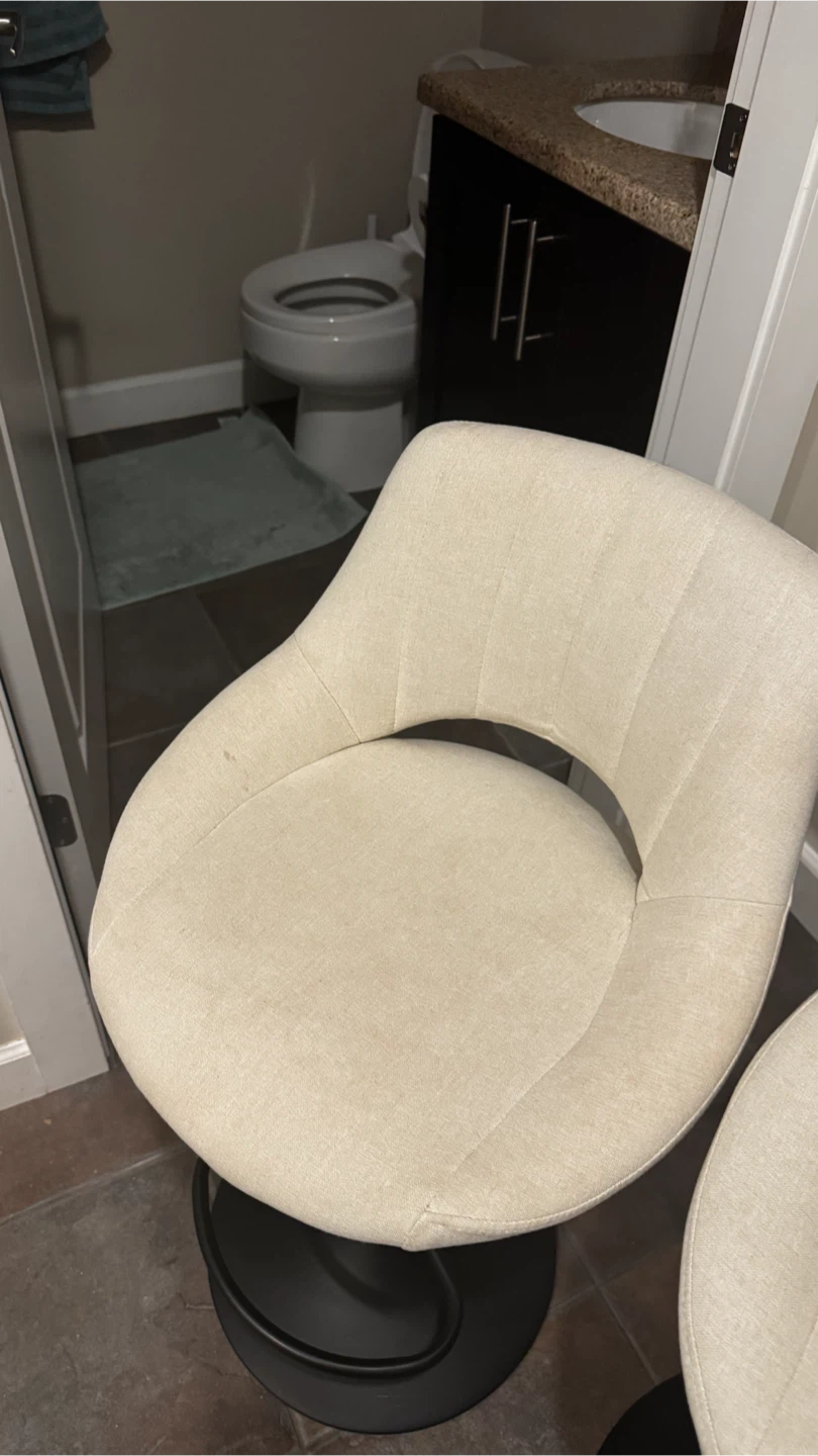 Adjustable Bar Stool - Cream Linen Upholstery - photo 3