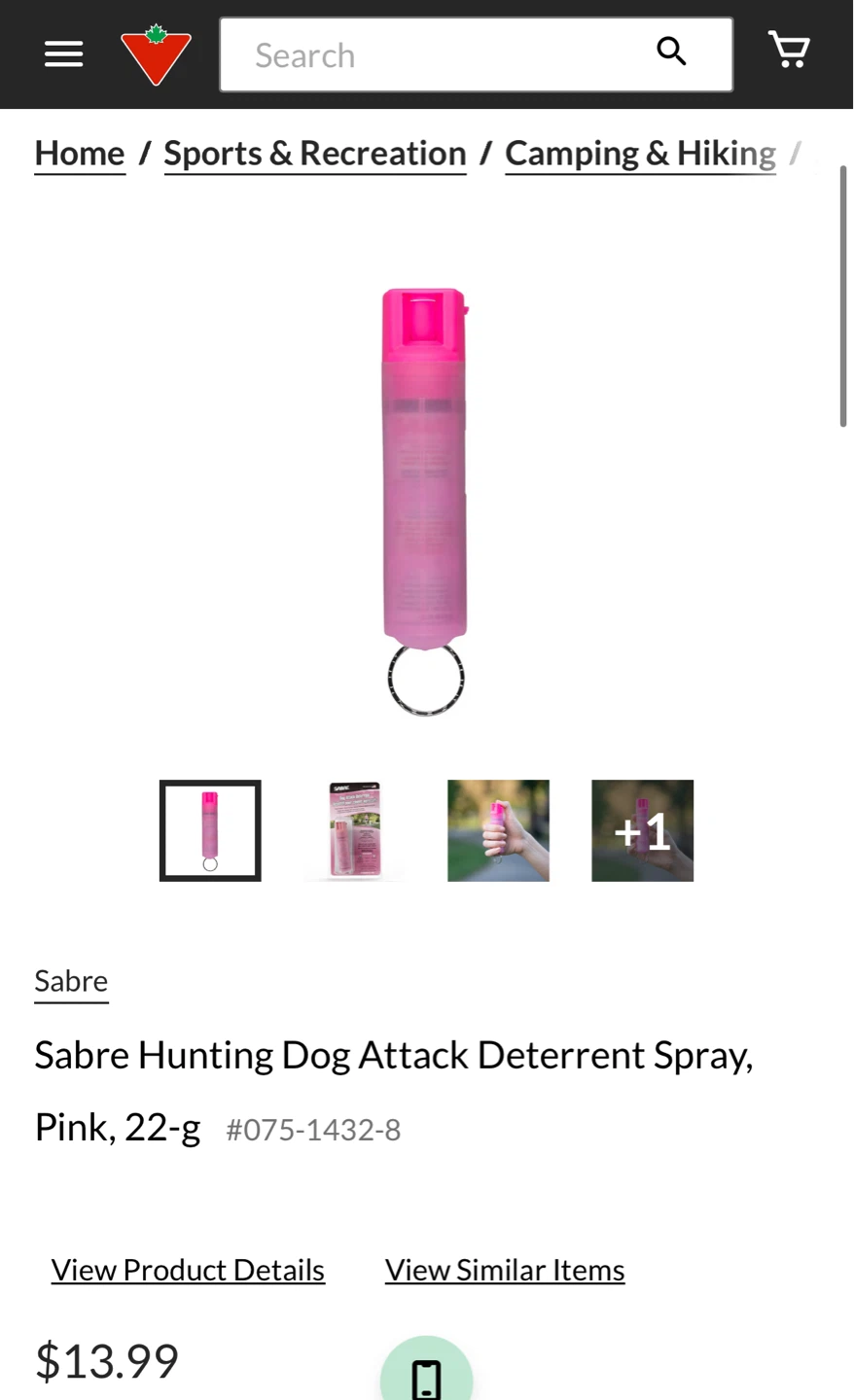 Sabre Pink Dog Attack Deterrent Spray, 22g