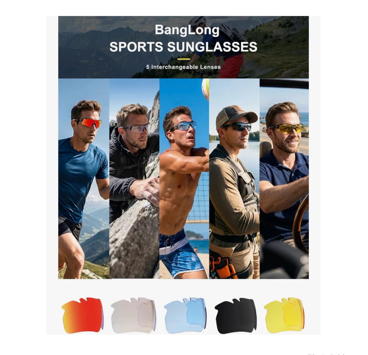 Brand new Polarized UV400 Sports Sunglasses with 5 Lenses - photo 4