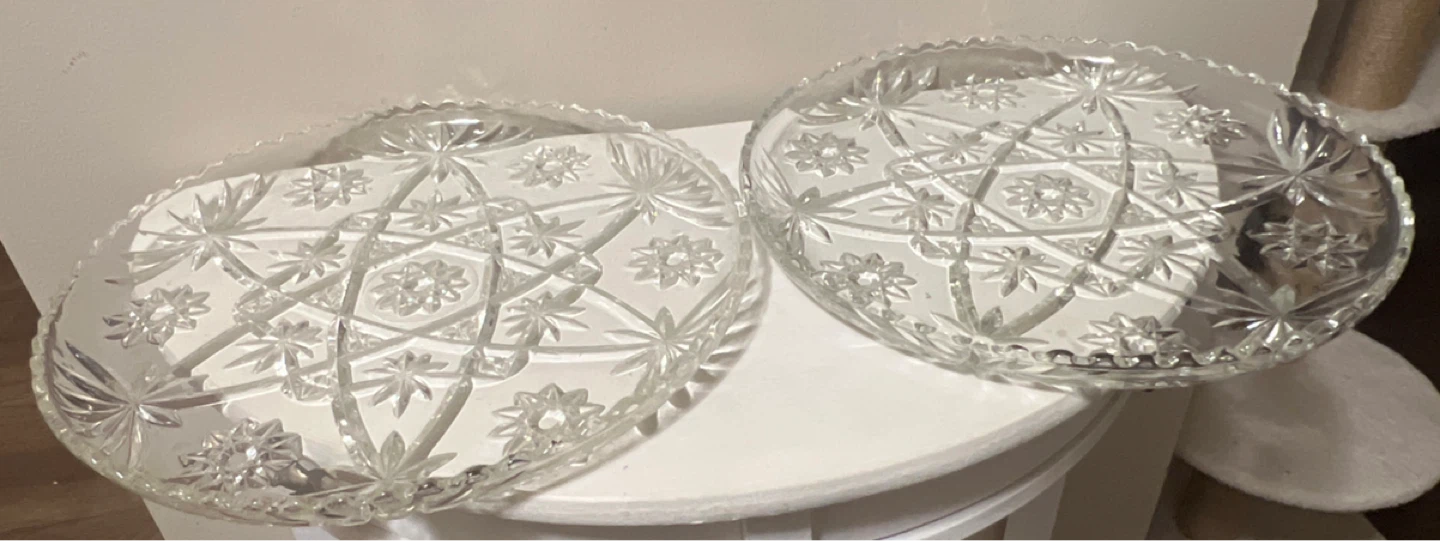 Vintage Clear Cut Serving Platters - Star of David Pattern (2)
