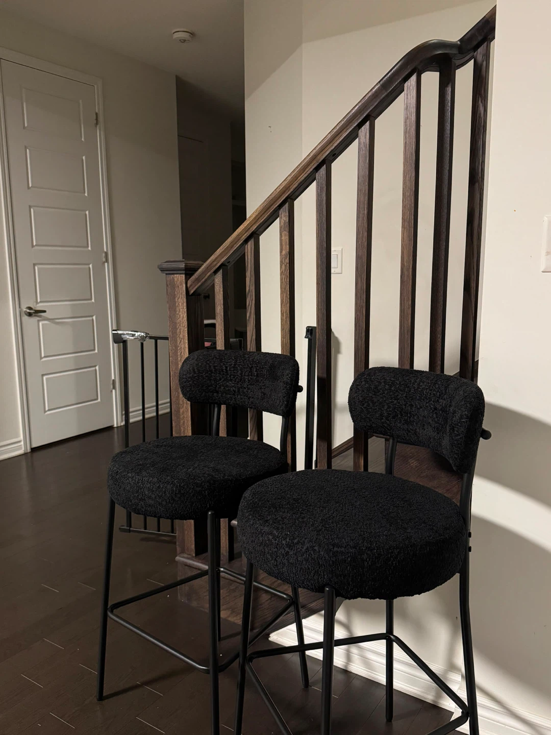 Black Boucle Bar Stools (Set of 2)
