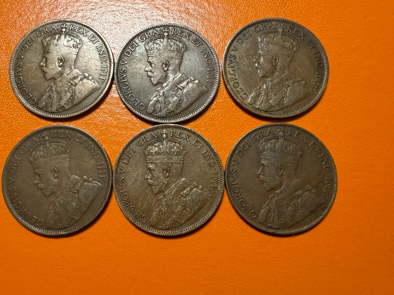 Collection of Six Canadian One Cent Coins (1915-1920) - photo 2