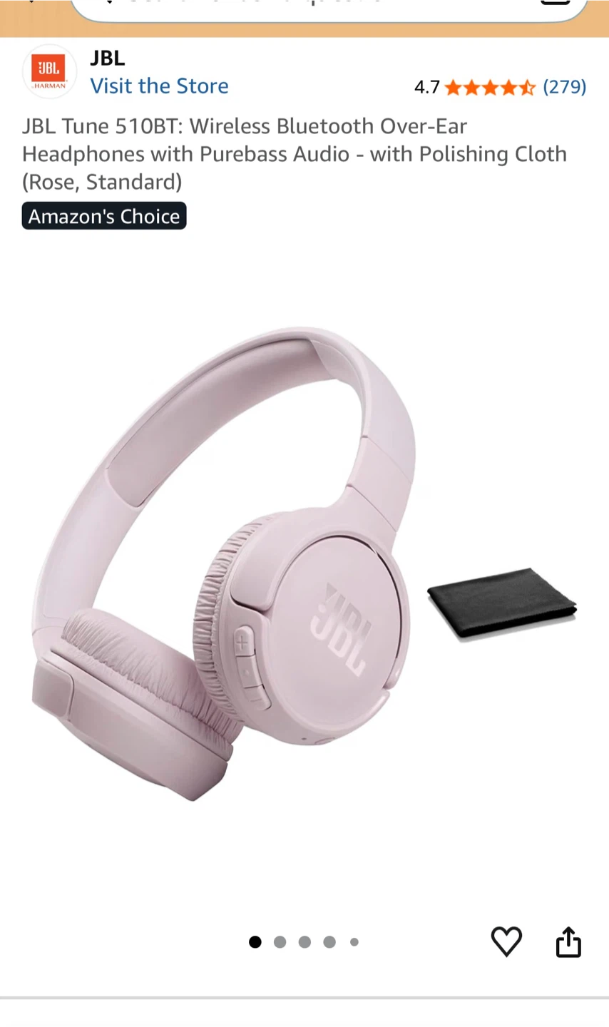 JBL Tune 510BT Wireless Bluetooth Headphones - Rose