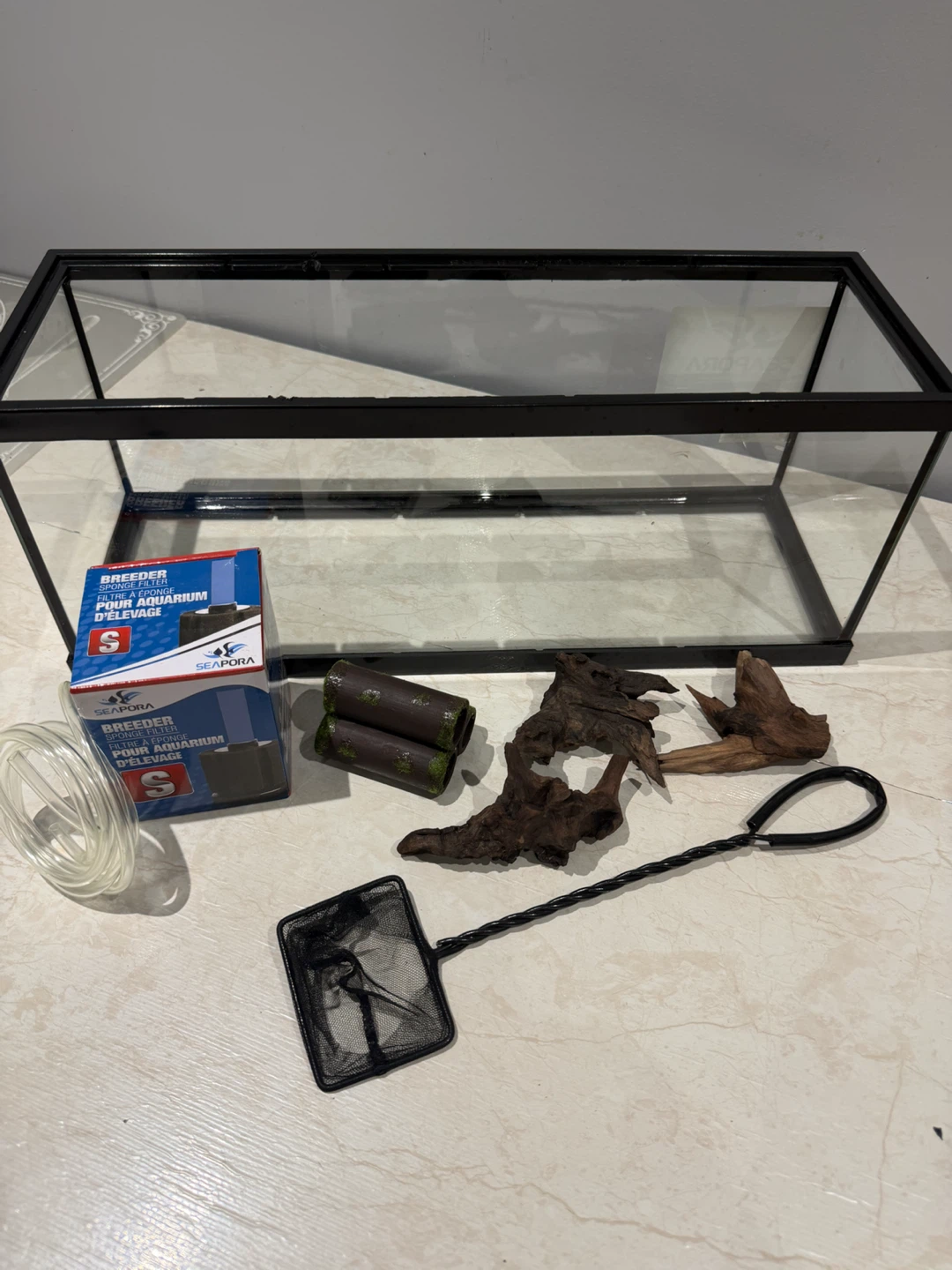 Seapora 5 Gallon Betta Aquarium Kit with Filter and Decor