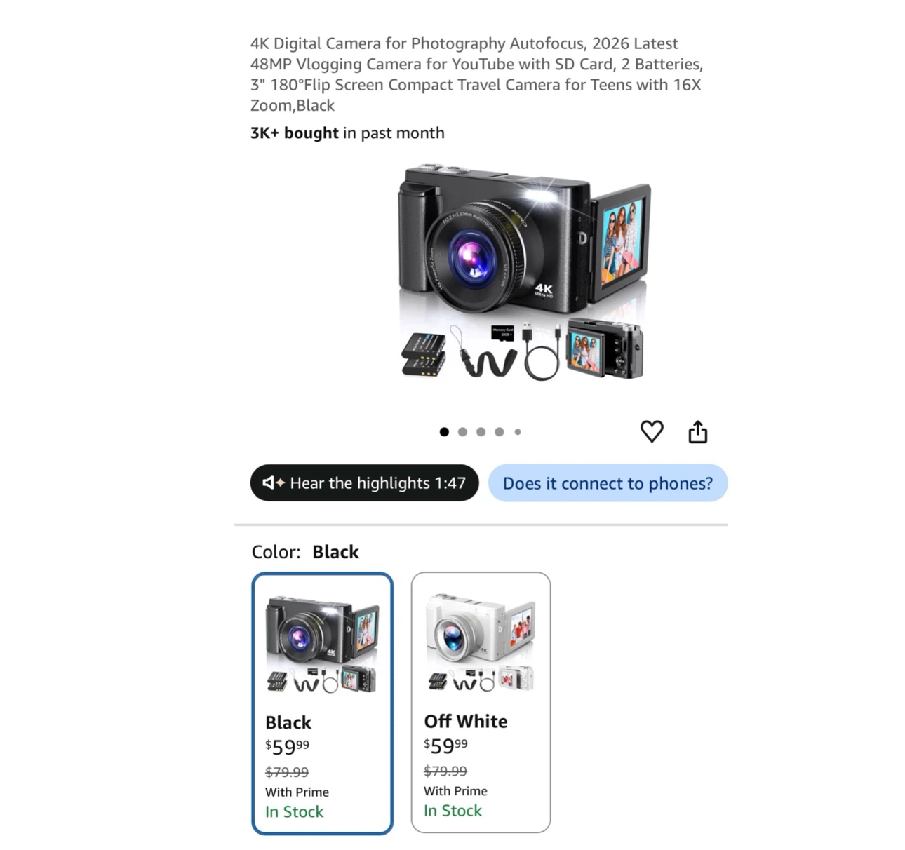 Brand new 4K Digital Camera for Photography
