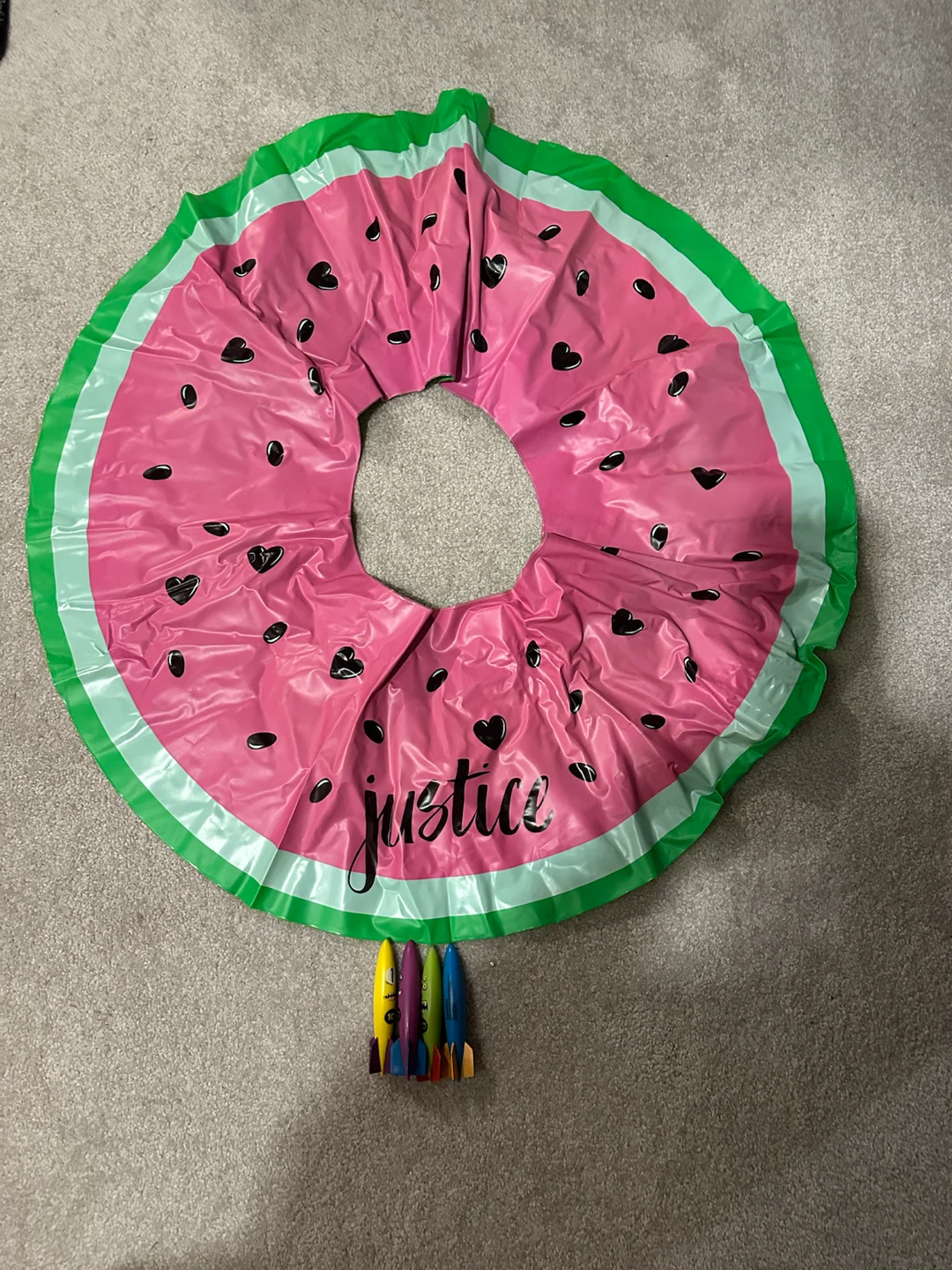 Justice Watermelon Inflatable & 4 Pool Dive Rings