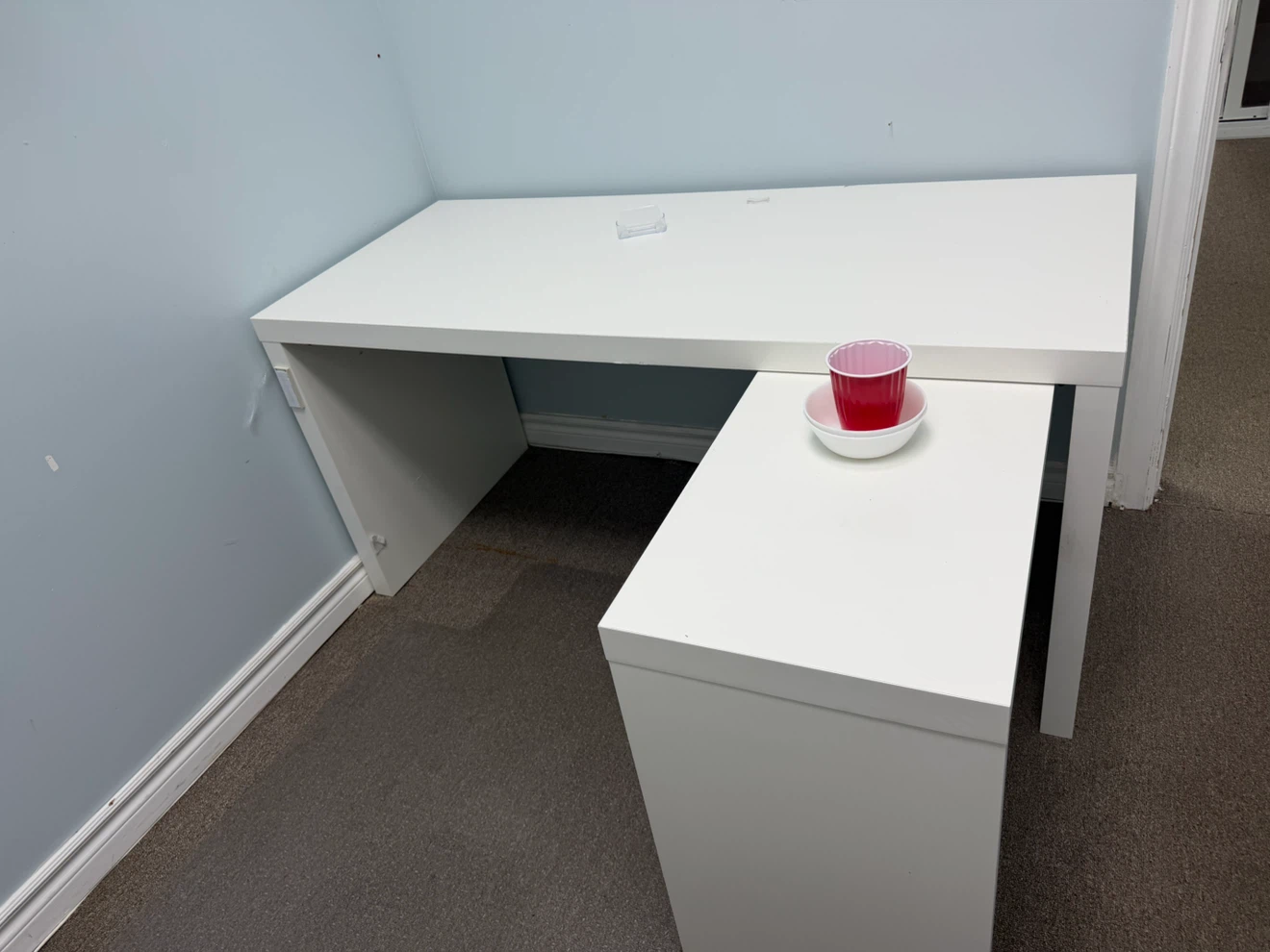 White Desk with Side Unit