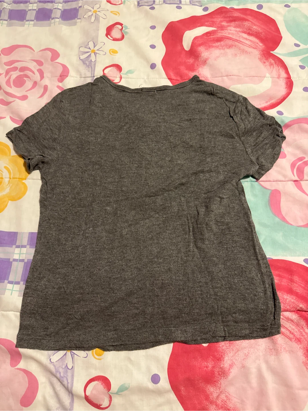 Grey T-Shirt with Cherry Embroidery -S - photo 3