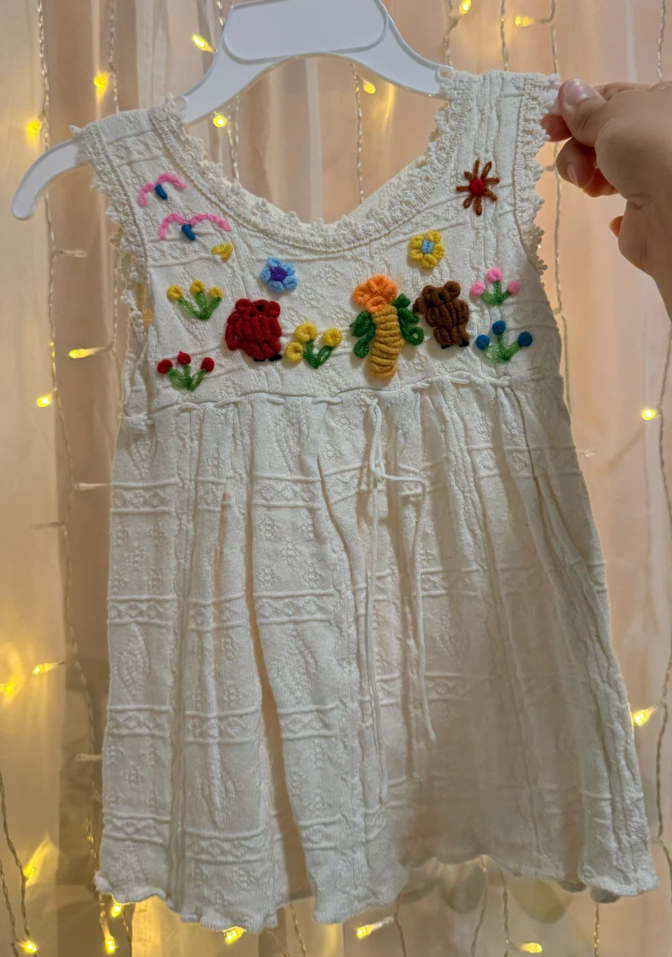 Beige Embroidered baby girl Dress