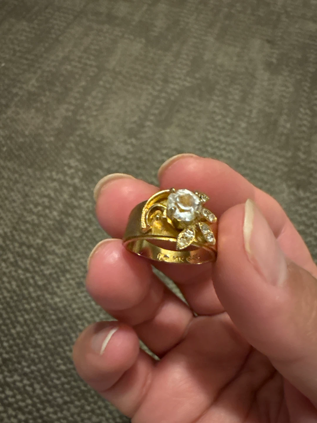 Gold Tone Ring with Clear Stones - photo 2