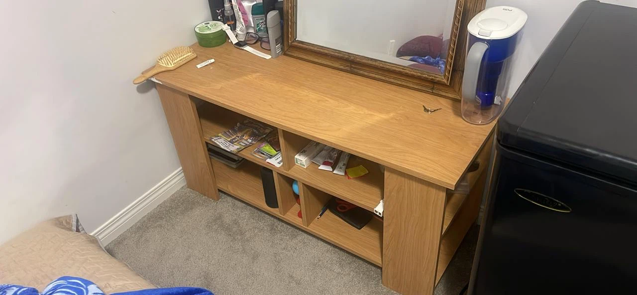 Wooden Console Table with Shelves