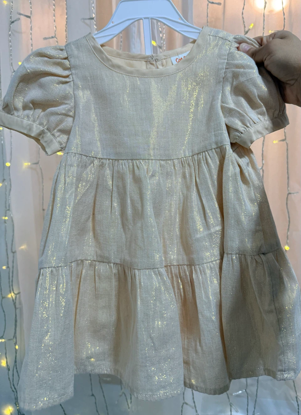 Gold Sparkle Tiered baby girl Dress