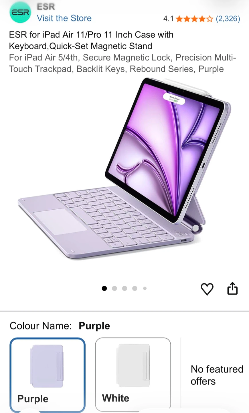 ESR iPad Air 11"/Pro 11" Magnetic case with Keyboard