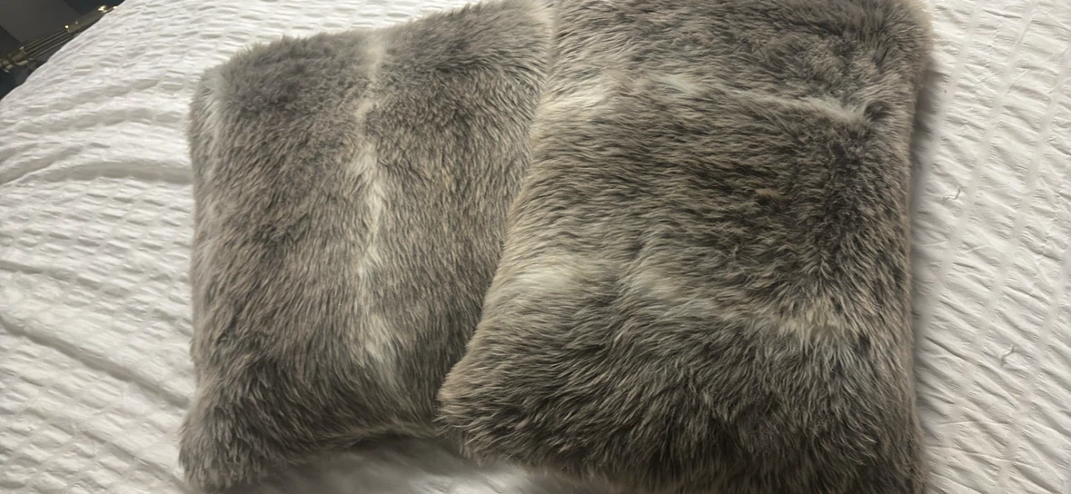 Brown Faux Fur Throw Pillows (Set of 2) - photo 2