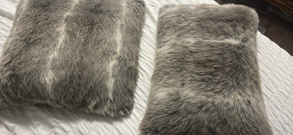 Brown Faux Fur Throw Pillows (Set of 2) - photo 3