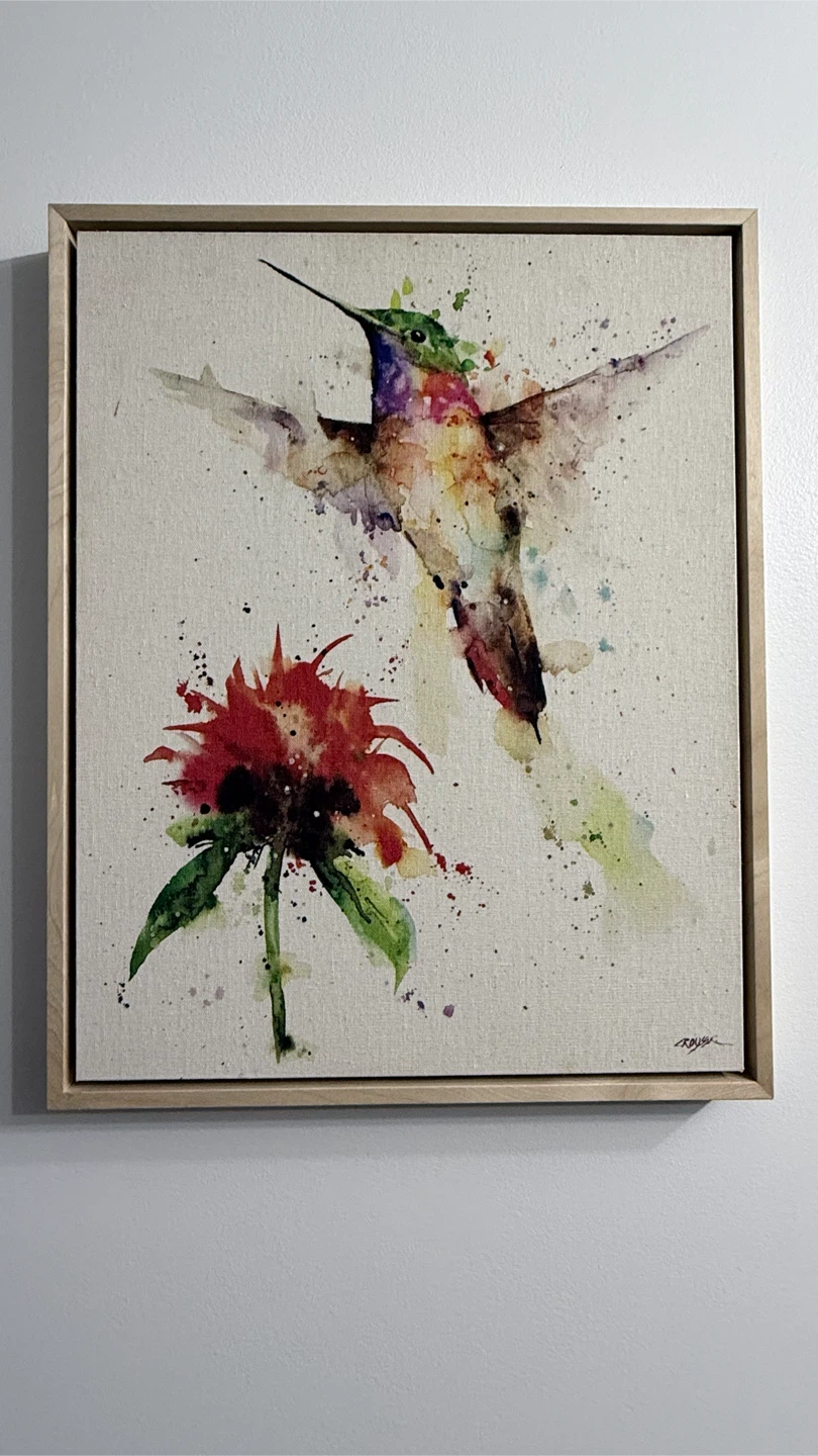 Hummingbird and Flower Canvas Art
